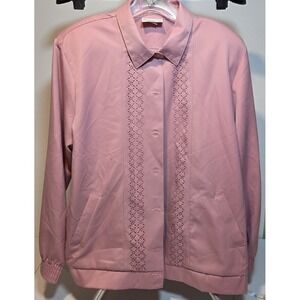 Vintage‎ Alfred Dunner Coat. Lightweight Pink Button Up with Synched Wrists